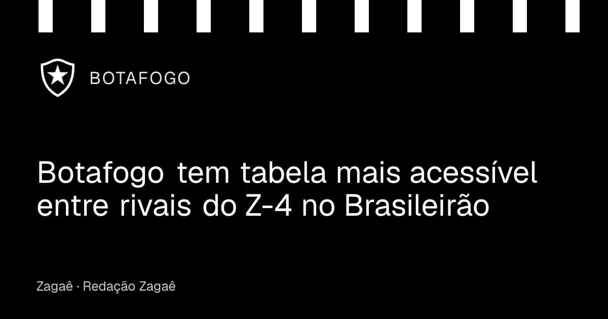 Imagem ilustrativa: Botafogo tem tabela mais acessível entre rivais do Z-4 no Brasileirão